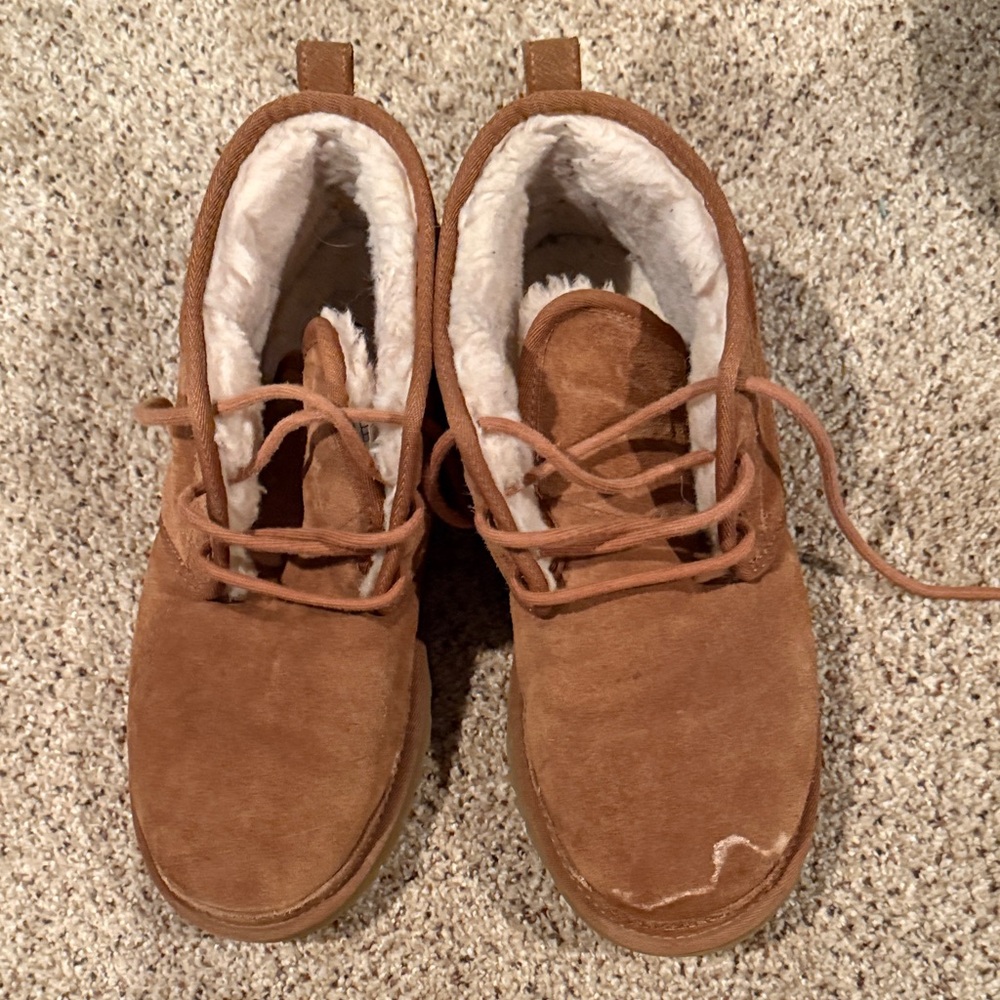 UGG mens Cozy Tan Suede Boots with Fur Lining
